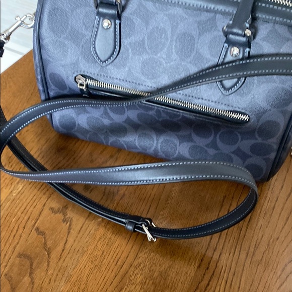 Coach Denim Blue Signature Handbag Rowan EUC/NWOT - Picture 5 of 10